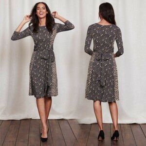 Boden Anna Wrap Dress Size 6 Black Tan